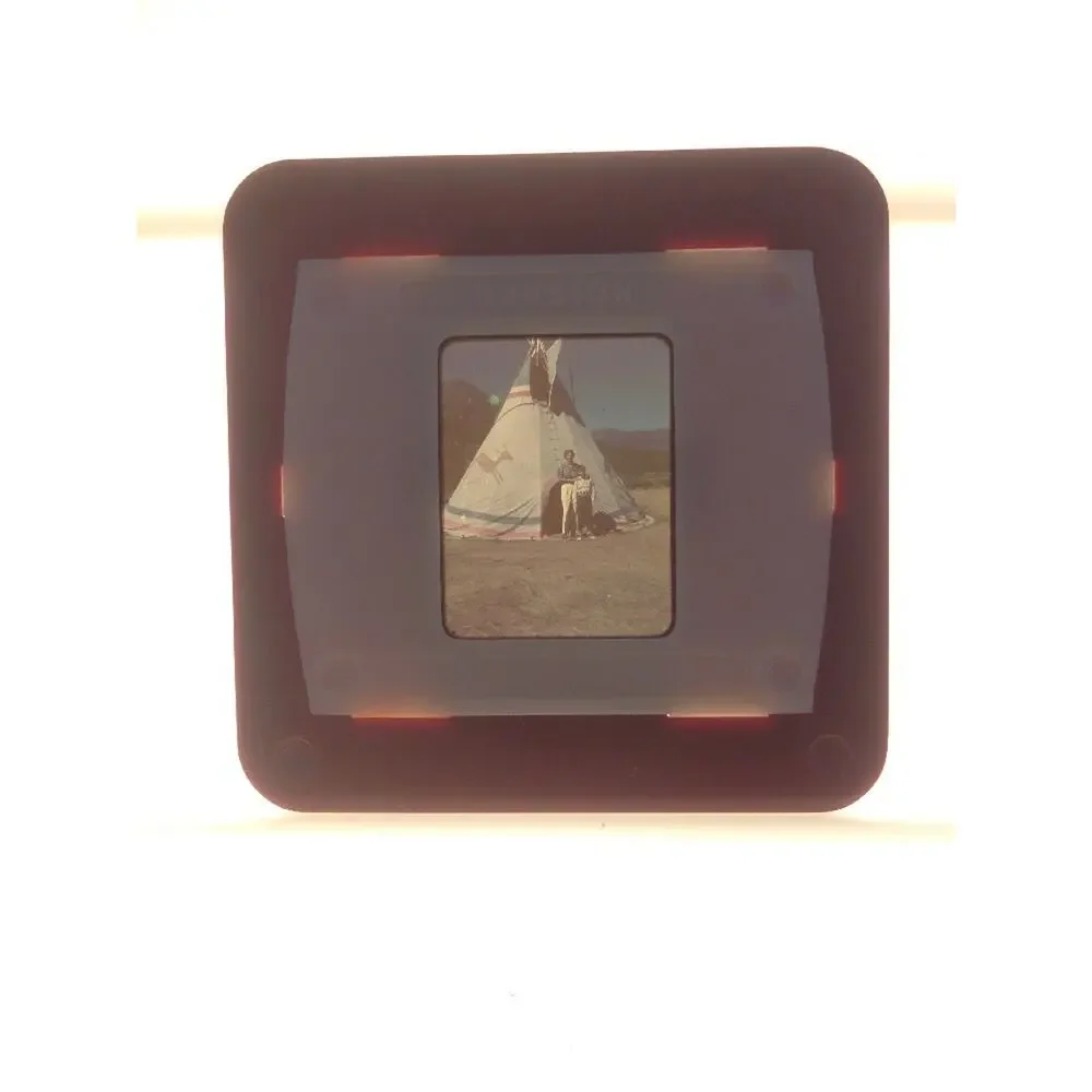 Vintage 1940s Tepee Tent Tourist Travel Roadside Americana Photo Color Slide